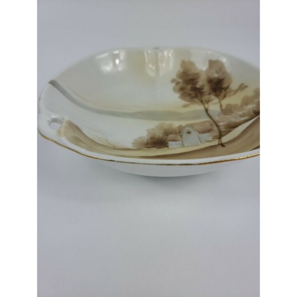 Vintage Hand Painted Gold Border Nippon Nut Candy Bowl Farm House - Picture 2 of 7